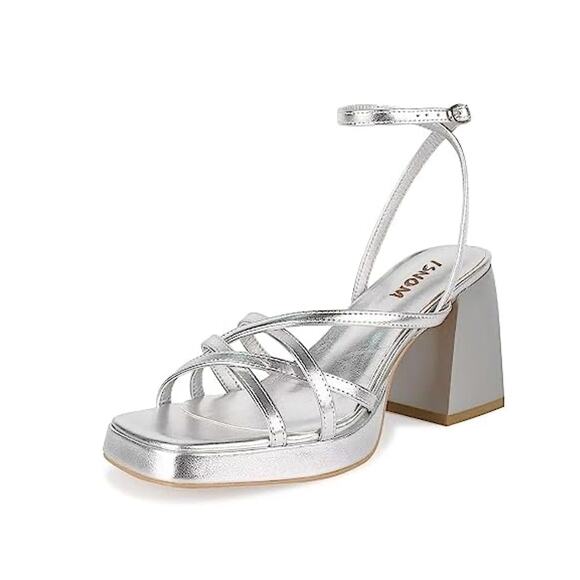 ISNOM Silver Heels for Women Size 7 - Picture 1 of 12